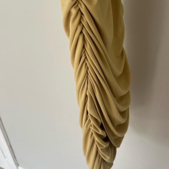 Zara Short Sleeve Yellow Draped Mini Dress Ruched Side Zip Womens Size XS - Picture 10 of 10